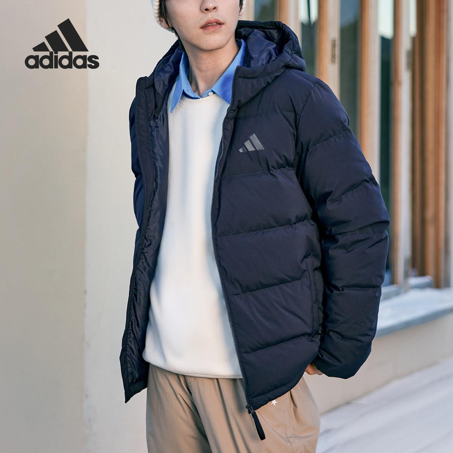 Adidas/阿迪达斯正品HELIONIC男士连帽经典运动羽绒服KF4399