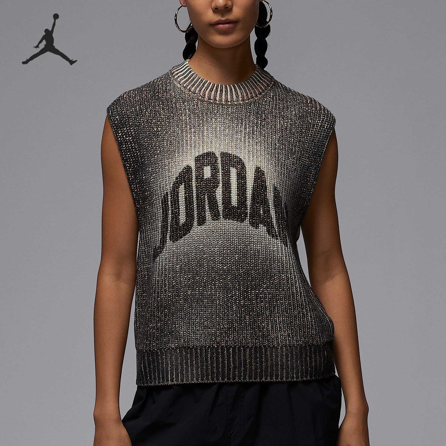 Nike/耐克正品Jordan女士圆领宽松针织运动无袖背心HQ9191-045