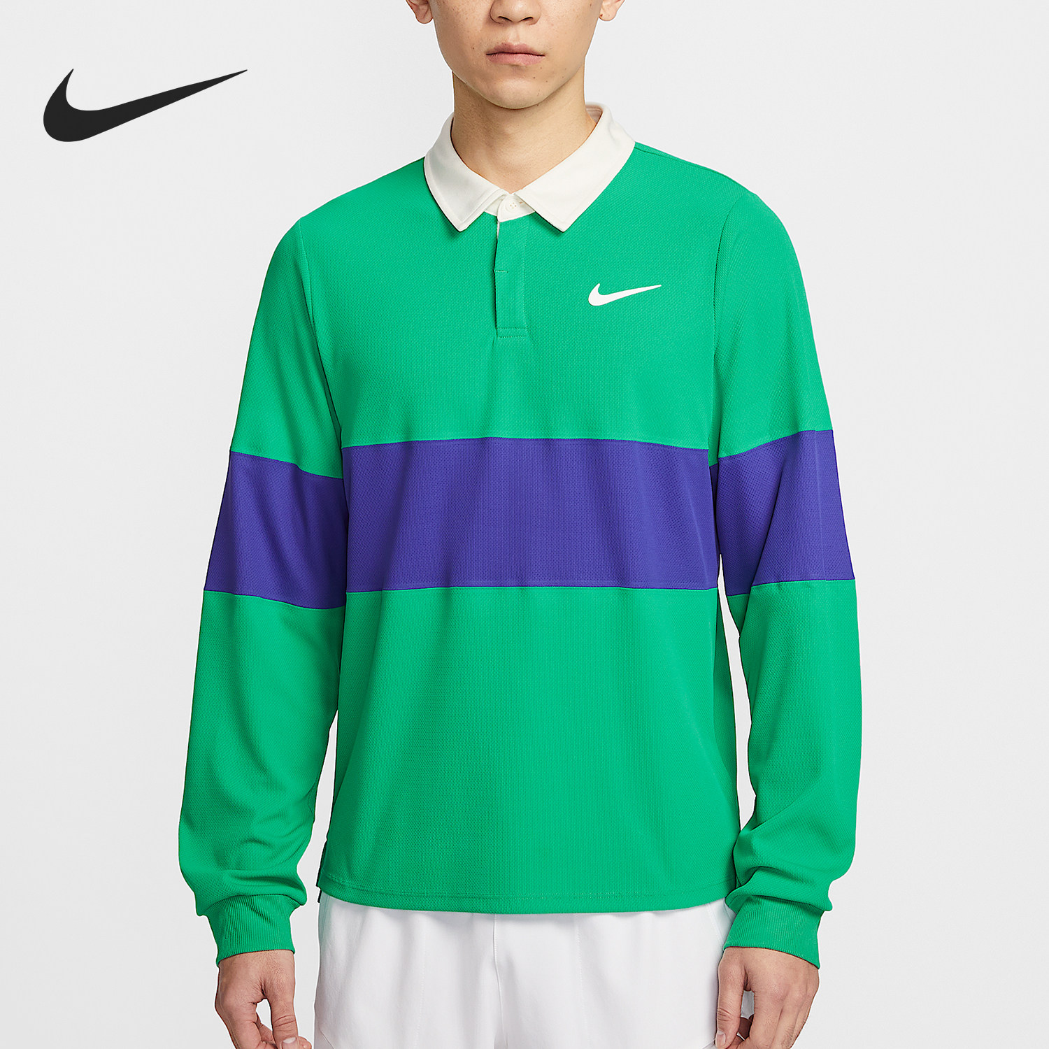 耐克男士网球拼接运动长袖