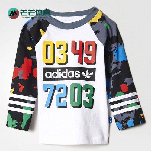 Adidas/阿迪达斯正品三叶草印花长袖T恤经典新款长袖T恤AY8559