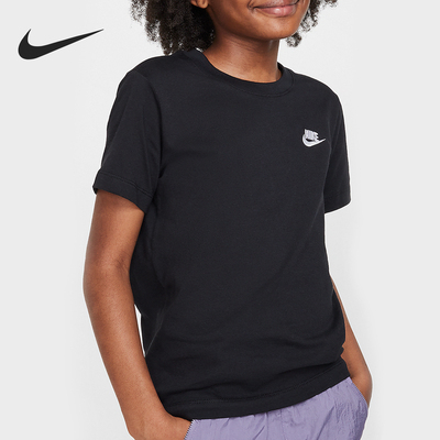 Nike/耐克正品2025新款大童透气休闲宽松短袖T恤FZ5177-010