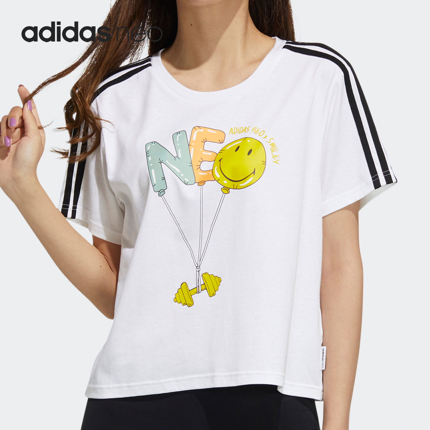 Adidas/阿迪达斯正品 neo 夏新款运动休闲女子短袖T恤 H61982