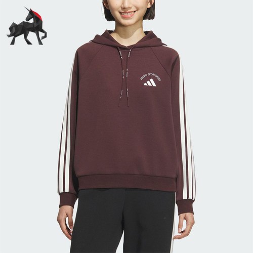 Adidas/阿迪达斯正品2025秋季款女士日常连帽套头耐穿卫衣KC0033