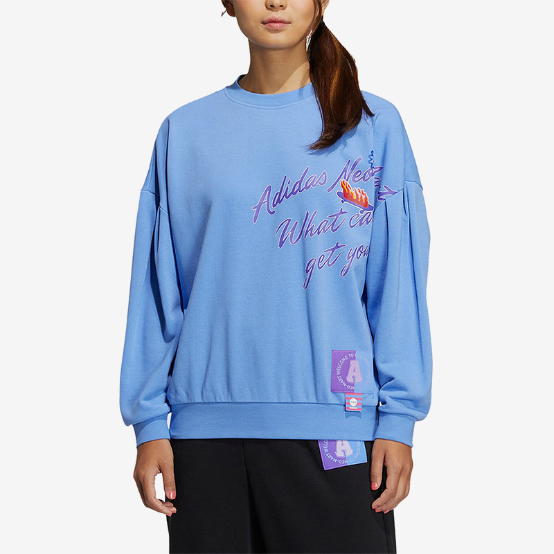 阿迪达斯正品女子圆领卫衣套头衫