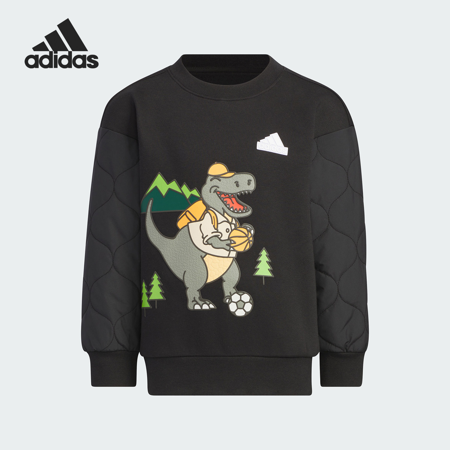 Adidas/阿迪达斯正品冬季新款小童印花圆领加绒卫衣IQ1334,童装/婴儿装/亲子装,卫衣/绒衫,淘宝优惠券,粉丝福利购,淘宝优惠卷