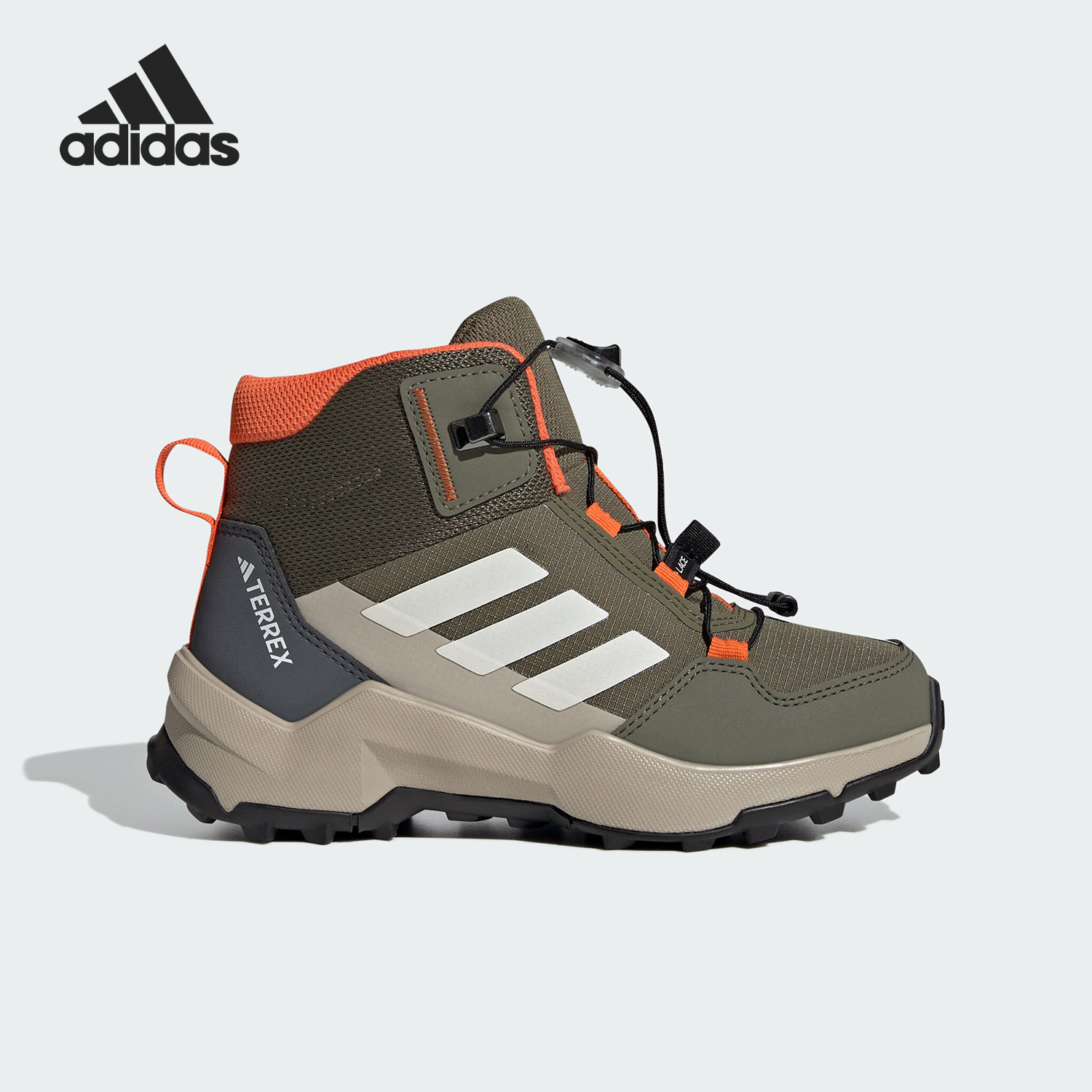 阿迪达斯儿童中帮系带防滑户外鞋