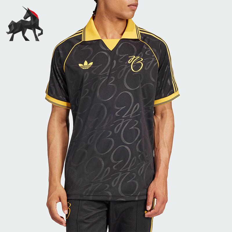 阿迪达斯男士翻领宽松透气短袖