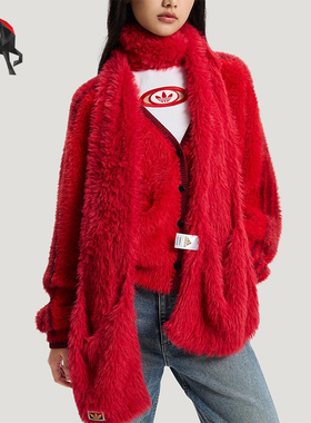 Adidas/阿迪达斯正品三叶草女士针织经典保暖运动休闲围巾KH0284