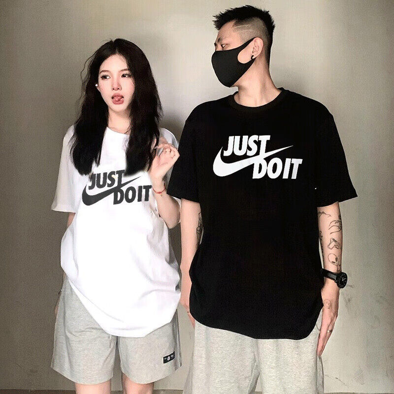 Nike耐克正品情侣装T恤新款宽松纯棉短袖五分袖跑步透气运动半袖