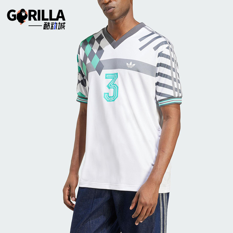 Adidas/阿迪达斯正品三叶草男士运动经典印花V领球衣短袖KD4870图片