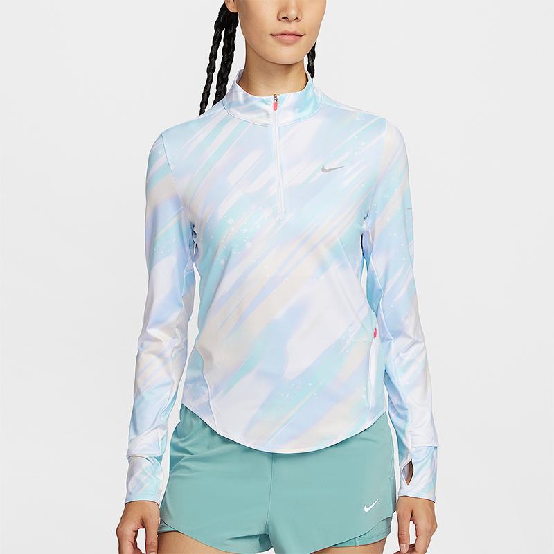 Nike/耐克正品Swift Dri-FIT女士运动跑步印花防晒上衣IO0253-547