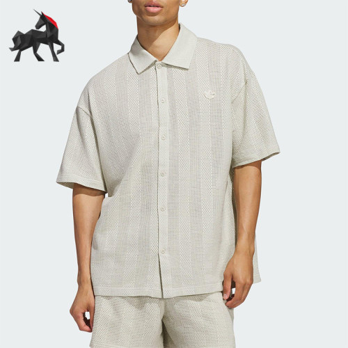 Adidas/阿迪达斯正品三叶草男女宽松透气经典翻领网眼衬衫JP0653