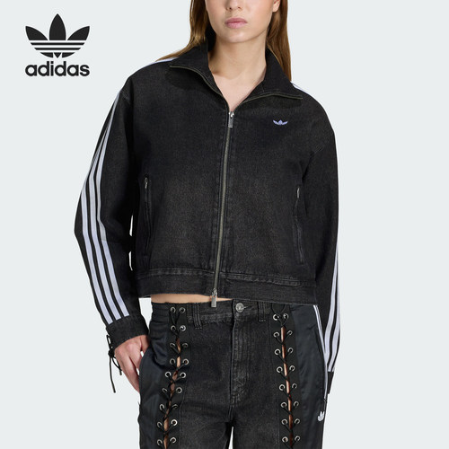 Adidas/阿迪达斯官方正品三叶草新款女黑色街头夹克外套KS1394