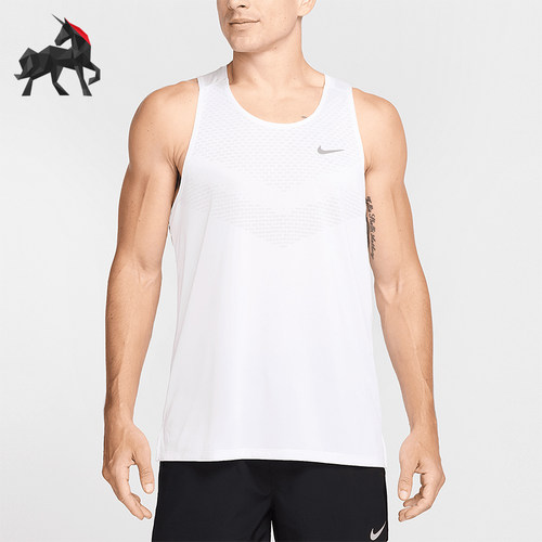 Nike/耐克正品2025男士耐穿圆领印花无袖跑步背心T恤HV5210-100