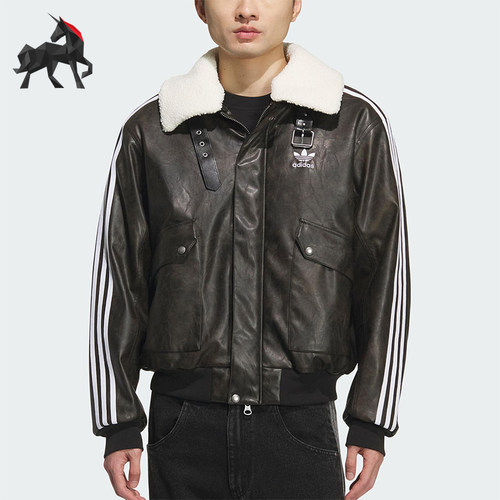 Adidas/阿迪达斯正品三叶草男士翻领保暖运动宽松休闲棉服KF3691