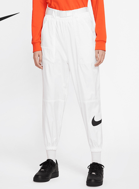 Nike/耐克正品BIGSWOOSH女士梭织简约束脚运动长裤CJ3777-100