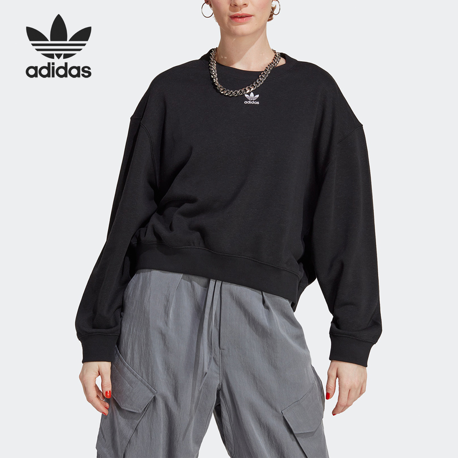 Adidas/阿迪达斯正品三叶草女子春季新款运动套头卫衣IC1824