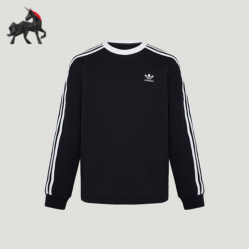 Adidas/阿迪达斯正品三叶草儿童休闲印花套头运动长袖T恤KW9607