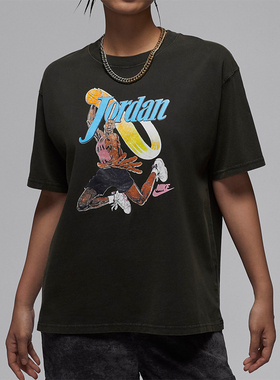 Nike/耐克正品JORDAN女士时尚印花透气休闲短袖FV7123-045