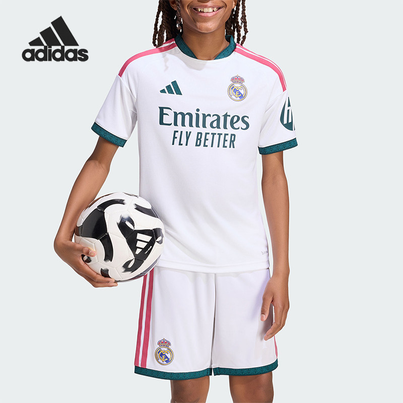 Adidas/阿迪达斯正品大童皇马主场球迷版足球短袖球衣KC3993