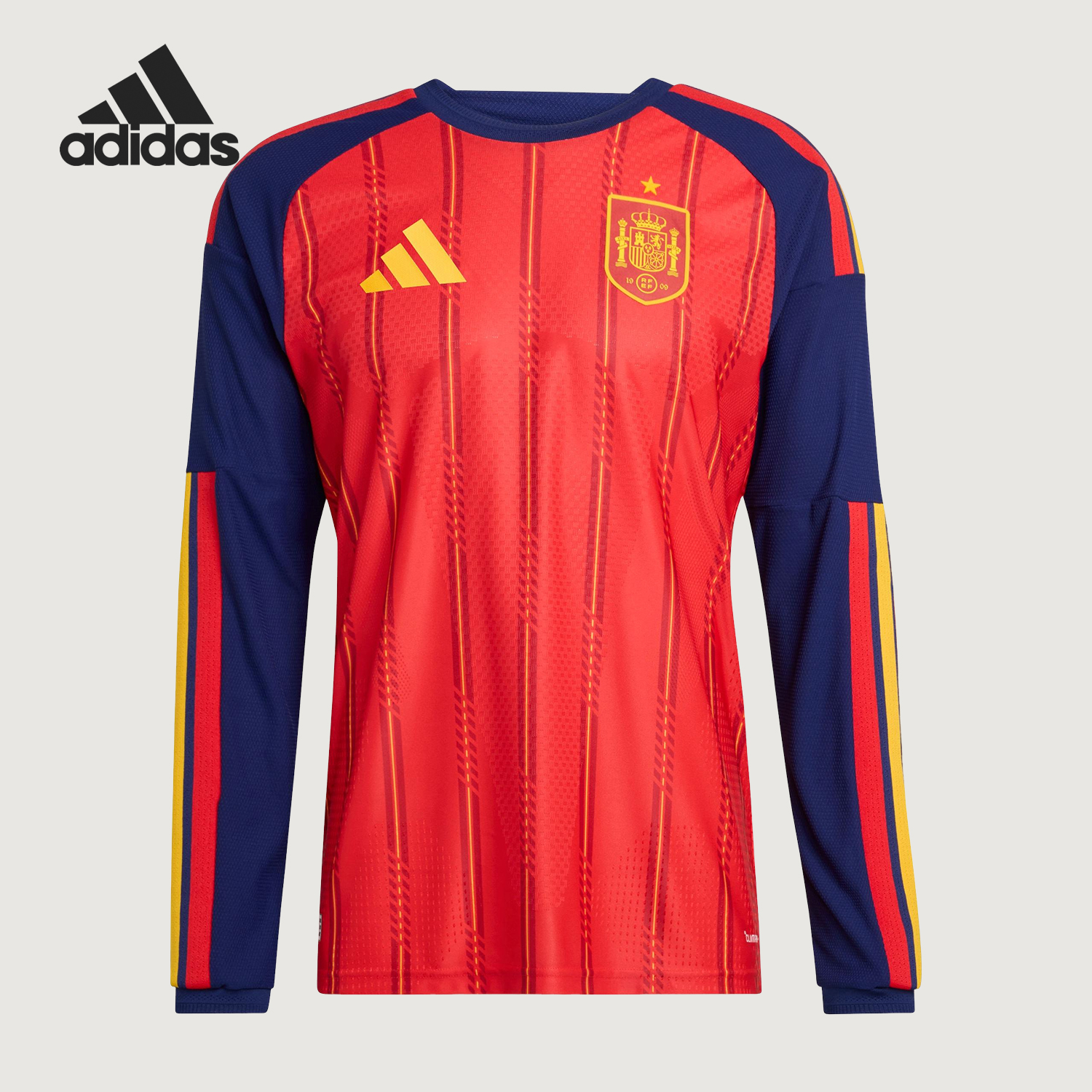 阿迪达斯男士圆领拼接足球上衣