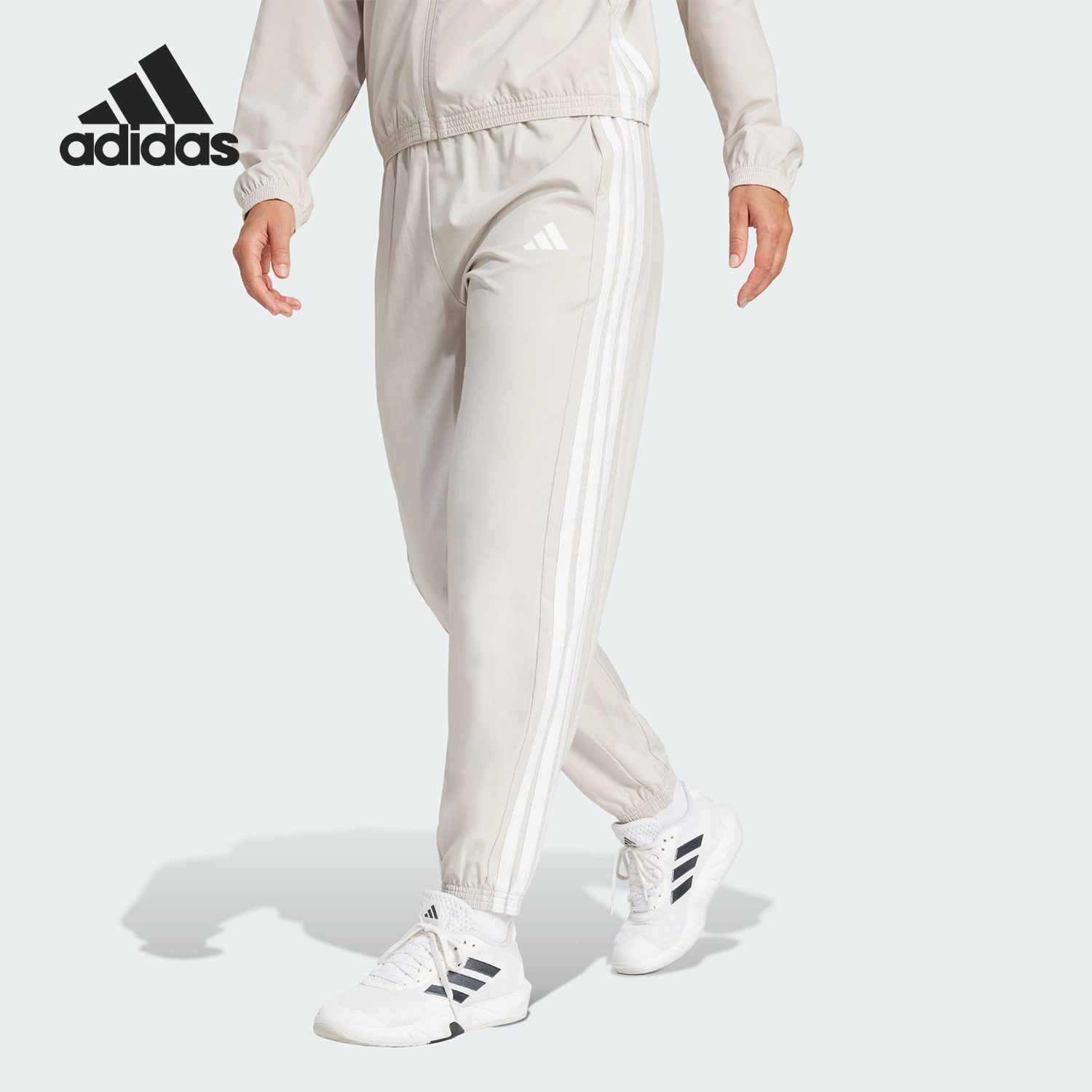 Adidas/阿迪达斯正品2025春女士经典梭织休闲束脚运动长裤JD6522