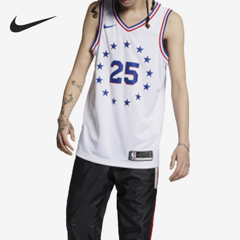 Nike/耐克正品NBA西蒙斯76人男子篮球运动无袖球衣BQ1173-100