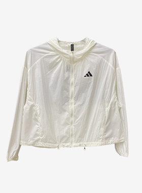 Adidas/阿迪达斯正品夏季女士拉链梭织连帽运动防晒外套KC6012