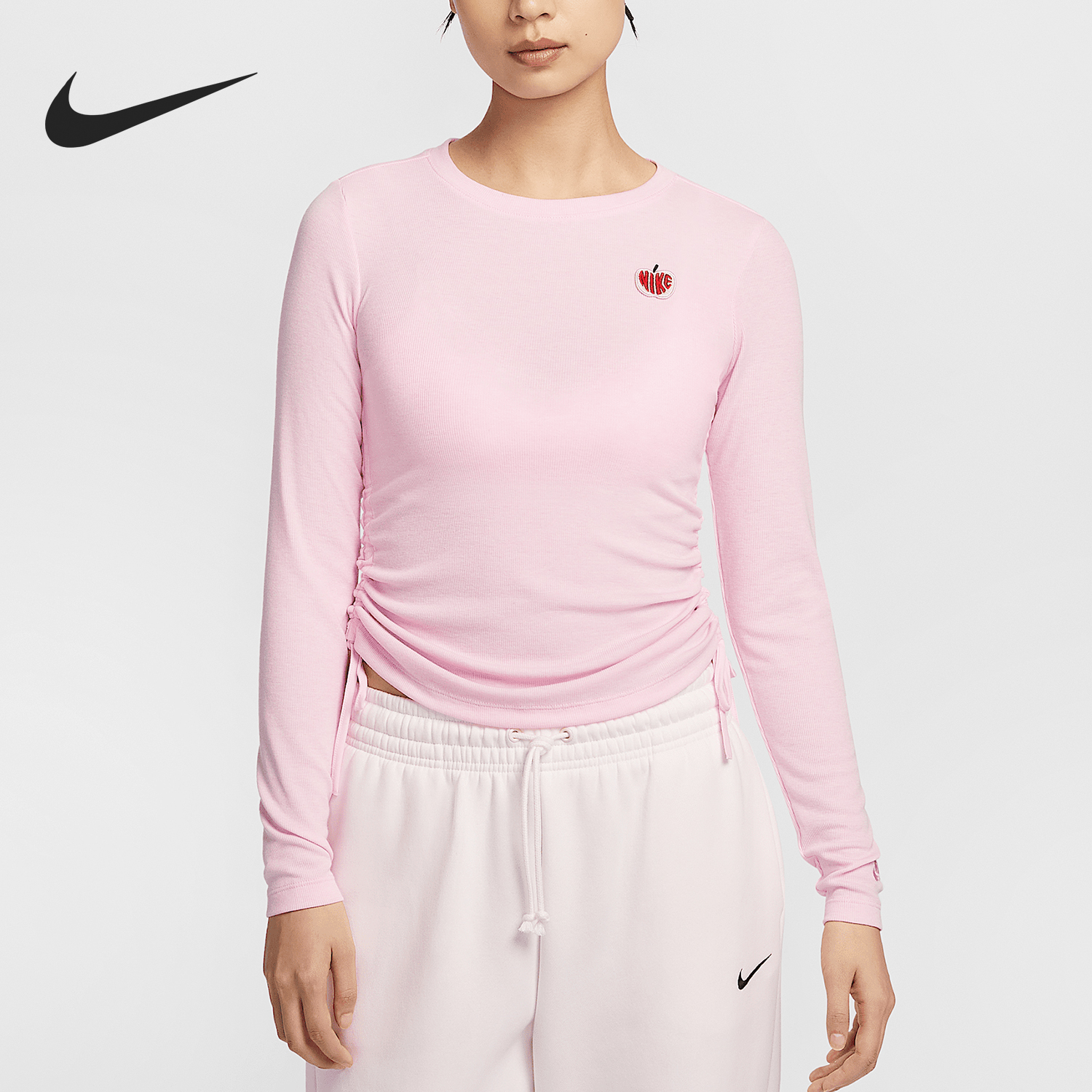 耐克女士透气圆领修身长袖T恤