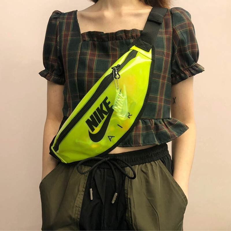 耐克果冻包休闲运动斜挎包荧光绿健身骑行跑步跑步胸包腰包单肩包