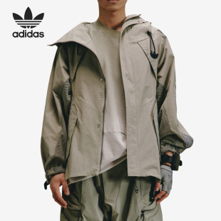 阿迪达斯官方正品 三叶草男女运动拉链休闲连帽外套HY4195 Adidas