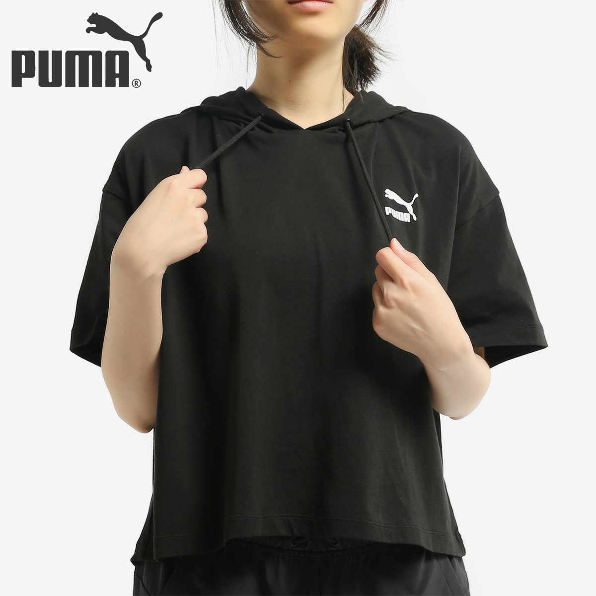 PUMA/彪马正品 当季新款女子休闲运动连帽短袖T恤 579410-02