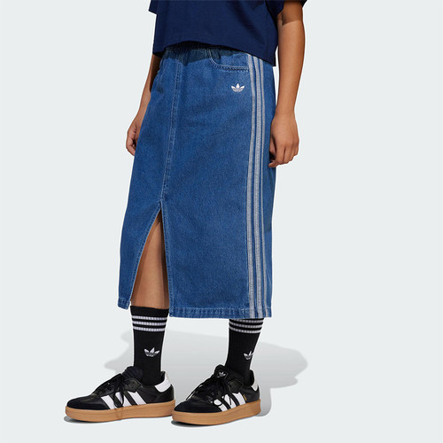 Adidas/阿迪达斯正品三叶草大童复古牛仔运动半身裙JC7879