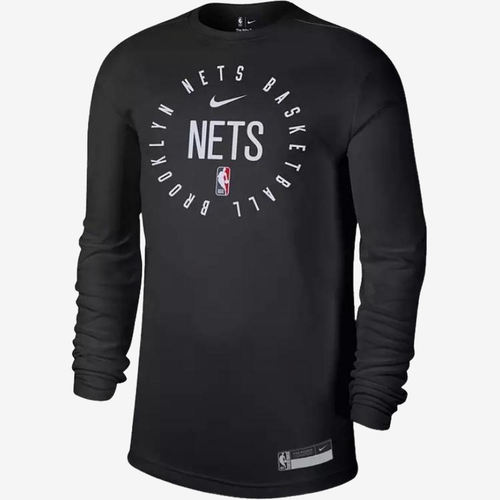 Nike耐克正品Brooklyn Nets男速干宽松圆领长袖T恤HF1437-010