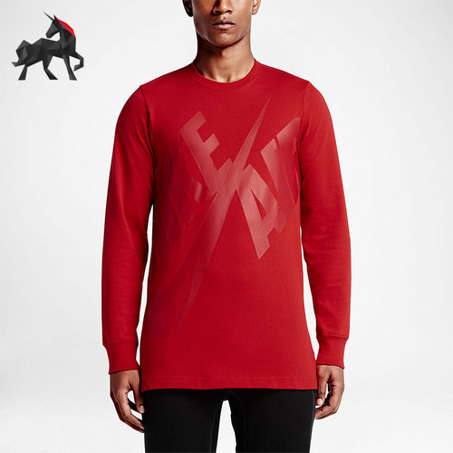 Nike/耐克正品JORDAN空新款男红色篮球经典柔软长袖T恤689401-657