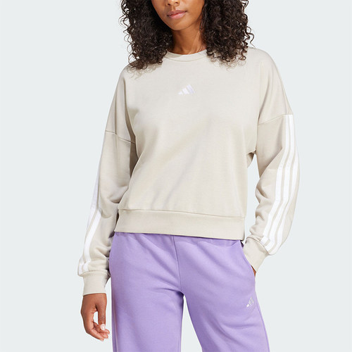 Adidas/阿迪达斯正品新款女士条纹圆领套头卫衣套头卫衣JE0014