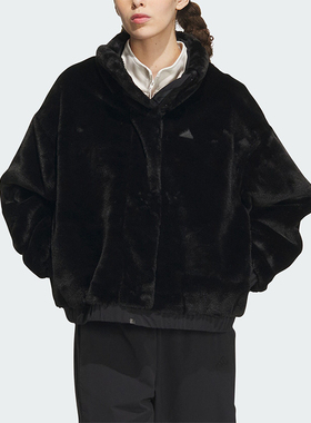 Adidas/阿迪达斯正品新款女子时尚仿皮草休闲夹克外套IP7044