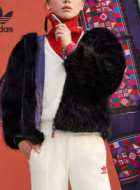 Adidas/阿迪达斯正品三叶草女士人造毛皮运动时尚外套IX4226