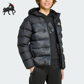大童防风保暖休闲印花连帽棉服JL7399 冬季 Adidas 阿迪达斯正品