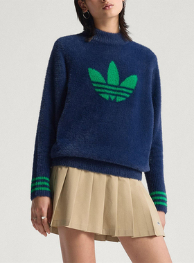 Adidas/阿迪达斯正品三叶草女士运动衫高尔夫保暖针织卫衣JX9267