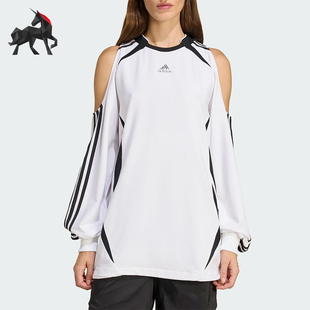 ADILENIUM女士透气宽松露肩足球长袖 KE9797 阿迪达斯正品 Adidas