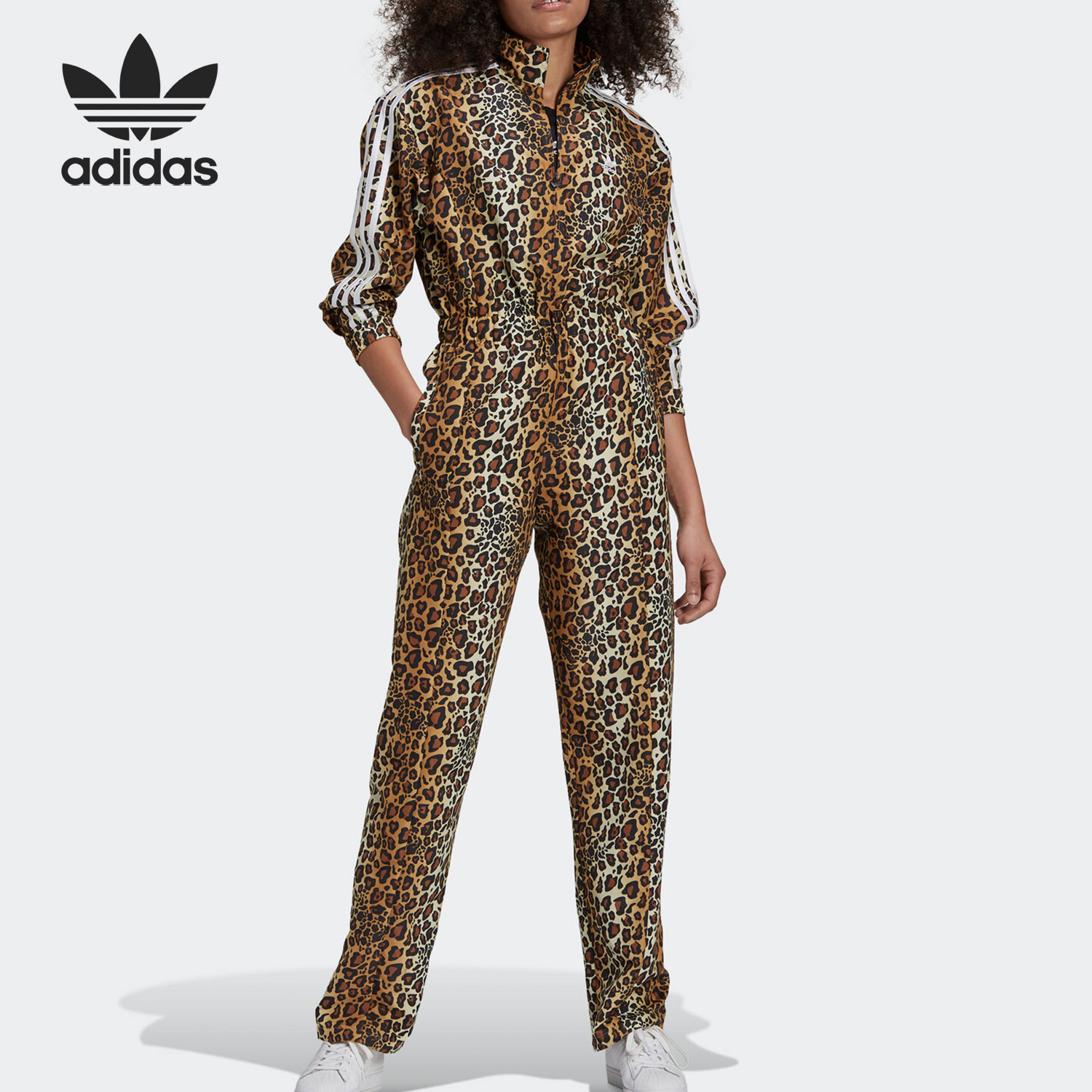 Adidas/阿迪达斯正品三叶草女子游泳运动豹纹连体衣 HB7890