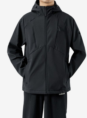 Adidas/阿迪达斯正品冲锋衣新款男黑色骑行经典夹克外套KG8966
