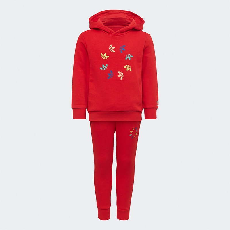 Adidas/阿迪达斯正品春秋三叶草HOODIE SET男女童运动套装 HB9483