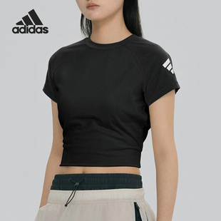 透气日常运动短袖 Adidas KC3770 女士修身 款 阿迪达斯正品 2025夏季