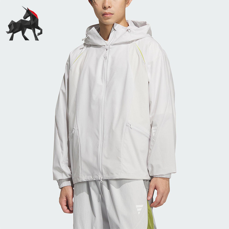 Adidas/阿迪达斯正品2025夏季款男士休闲宽松梭织运动外套KC6066