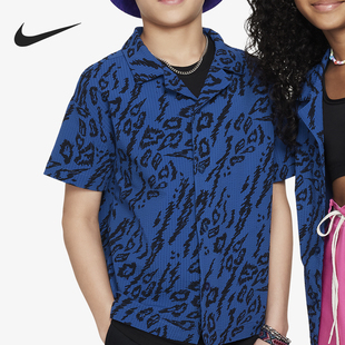 新款 当季 大童梭织休闲滑板短袖 衬衫 476 Nike FN9218 耐克官方正品