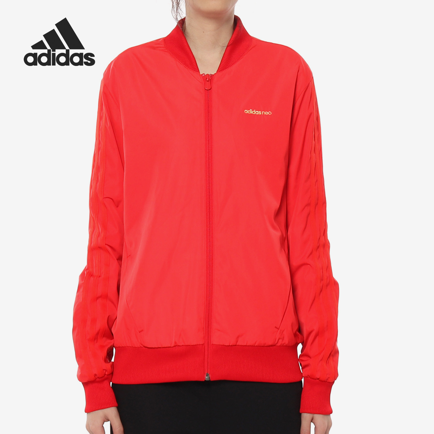 Adidas/阿迪达斯官方正品NEO女子印花运动立领夹克外套 DZ7606