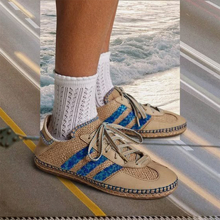 低帮板鞋 Adidas 亚麻耐磨时尚 三叶草男士 IH3641 阿迪达斯正品