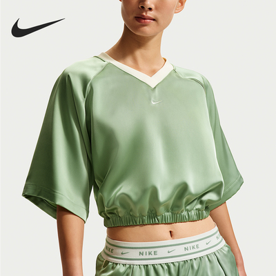 Nike/耐克官方正品Sportswear 女士短款缎面上衣T恤IH1331-006